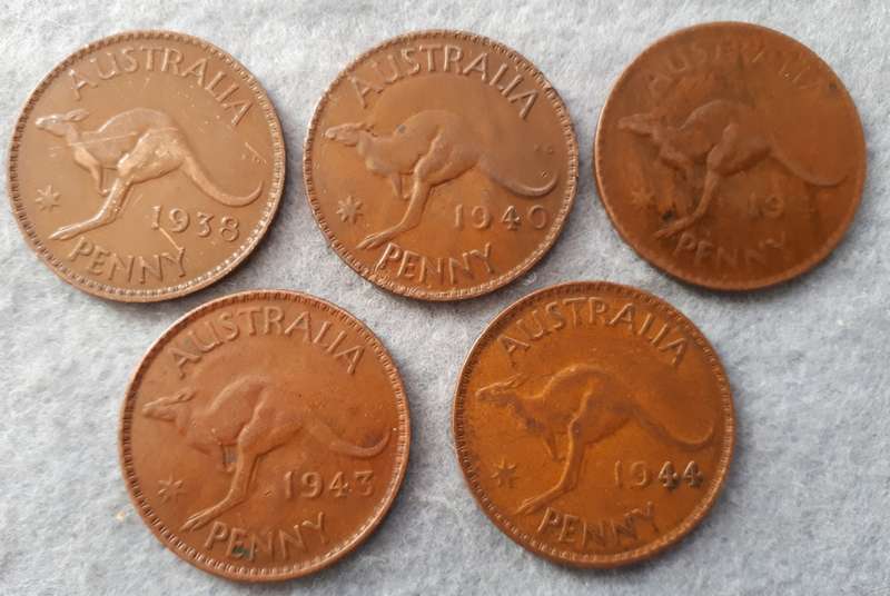 1938 + Australia 0ne penny collection