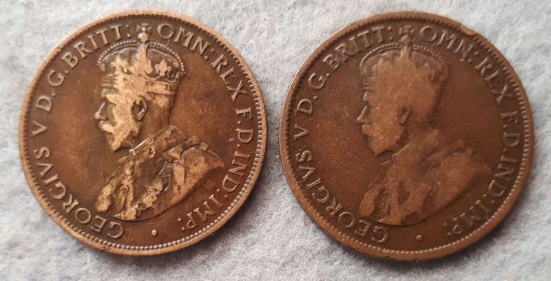 1911 & 1912 Australia one penny pair
