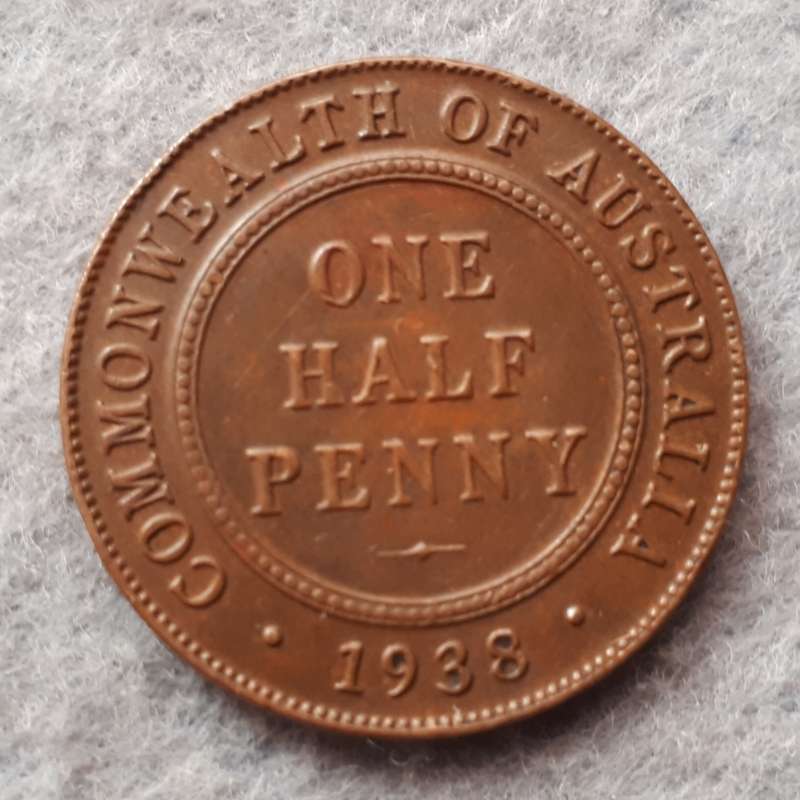 1938 Australia one half penny