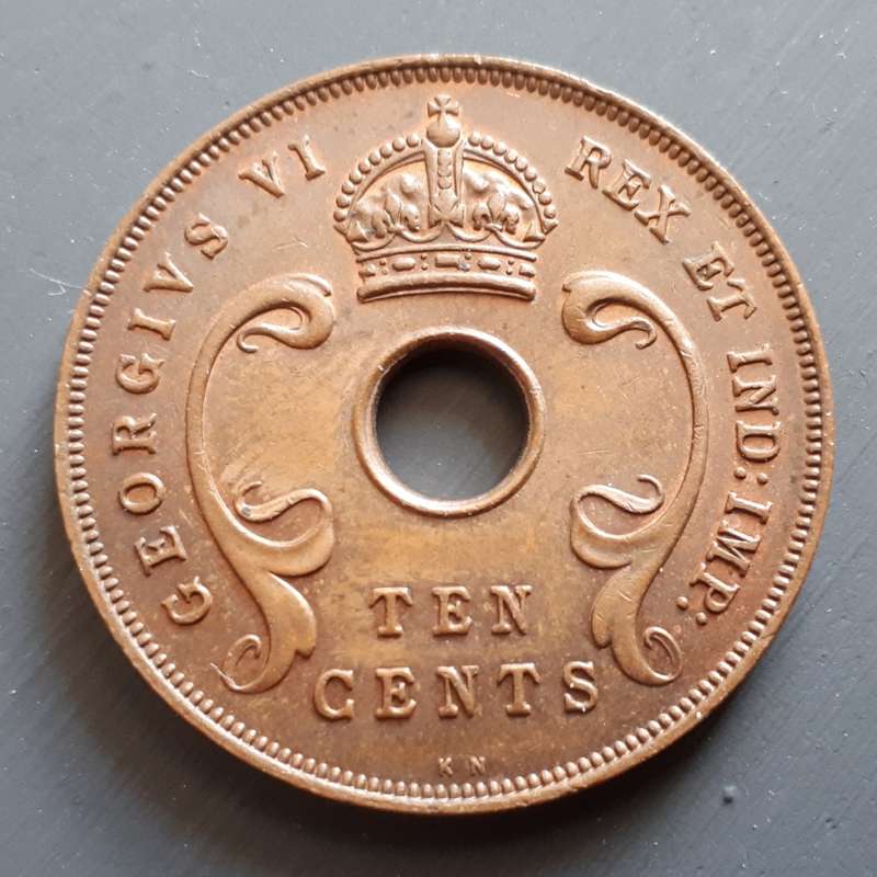 1937 East Africa 10 cent : KN mint mark