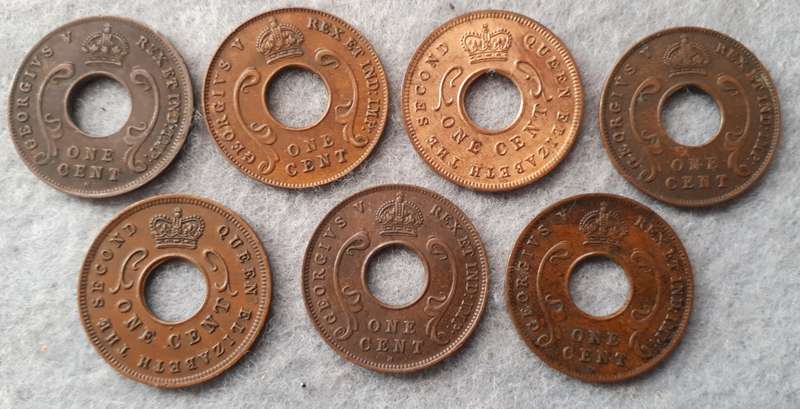 7 X East Africa one cent collection