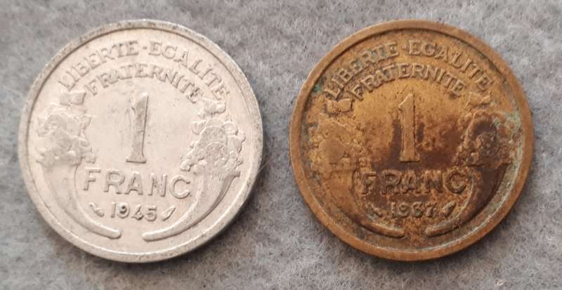 1937 & 45 FRANCE  1 franc pair
