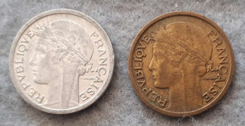 1937 & 45 FRANCE  1 franc pair