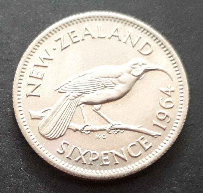 1964 New Zealand 6 pence