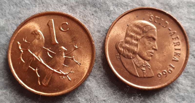 1966 RSA 1 cent pair  English/Afrikaans pair