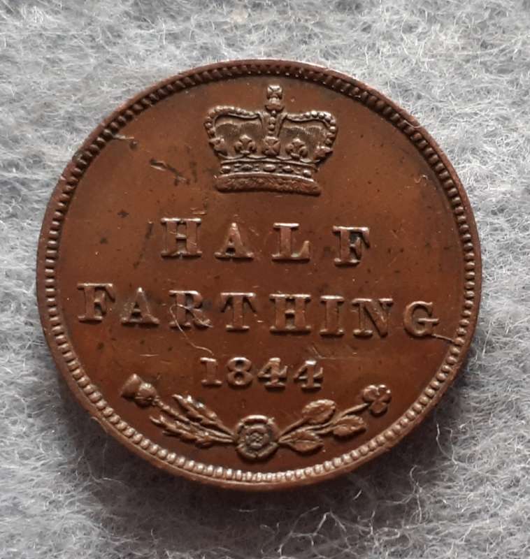 1844 Great Britain 1/2 farthing