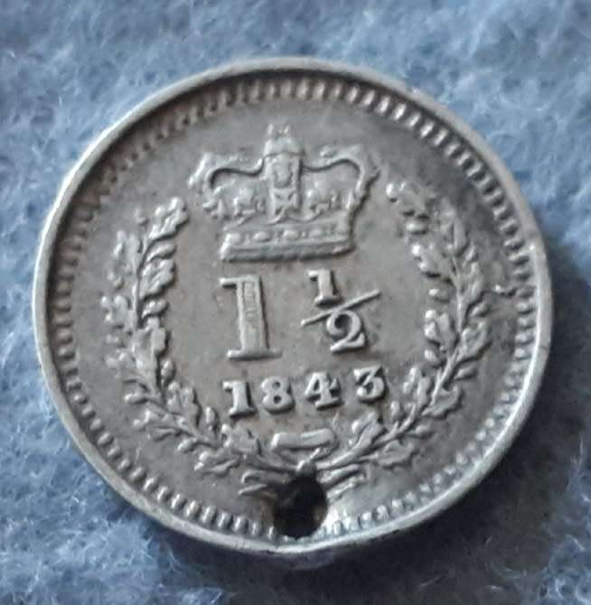 1843 Great Britain 1&1/2 Pence