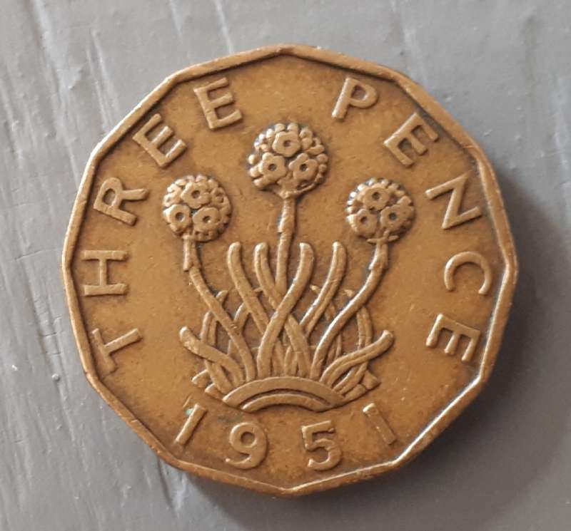 1951 Great Britain threepence :