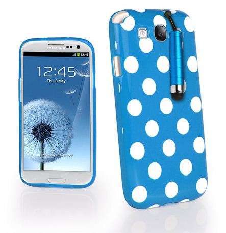 Polka Dots Gel Case Cover For Samsung I9300 Galaxy S3 III+ Film + Stylus