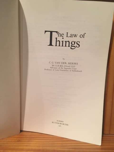 The Law of Things C G van der Merwe 1987