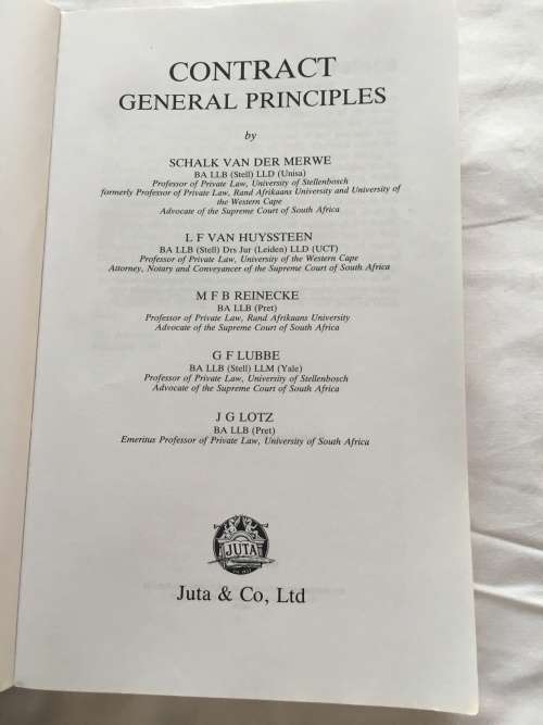 Contract General Principles van der Merwe, Van Huyssteen Reinecke et al 1993