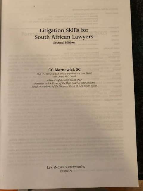 Litigation Skills For South African Lawyers CG Marnewick 2nd edition