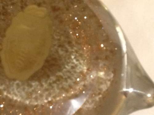 Murano Art Glass paperweight  clear with 18k gold flecks