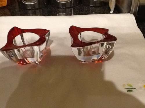 Villeroy and Boch 2 red tea light candleholders