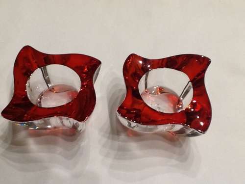 Villeroy and Boch 2 red tea light candleholders