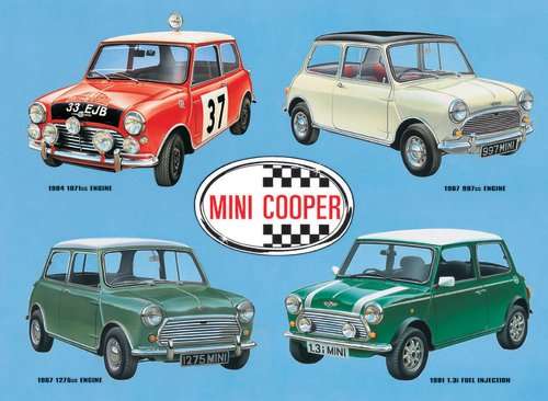 Mini Cooper Collage Metal Sign - New