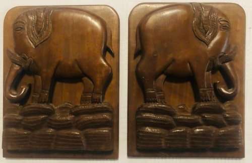 Solid Wood Elephant Bookends Made in India