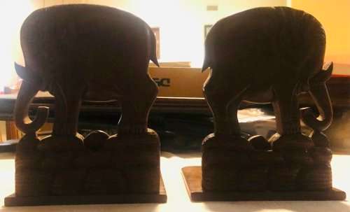 Solid Wood Elephant Bookends Made in India