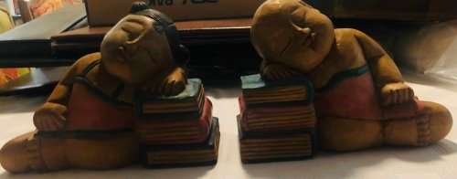 Solid Wood Children Bookends Made in Thailand in Excellent Condition