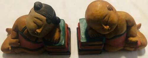 Solid Wood Children Bookends Made in Thailand in Excellent Condition