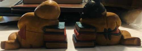 Solid Wood Children Bookends Made in Thailand in Excellent Condition