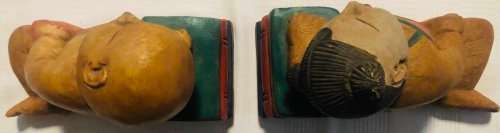 Solid Wood Children Bookends Made in Thailand in Excellent Condition