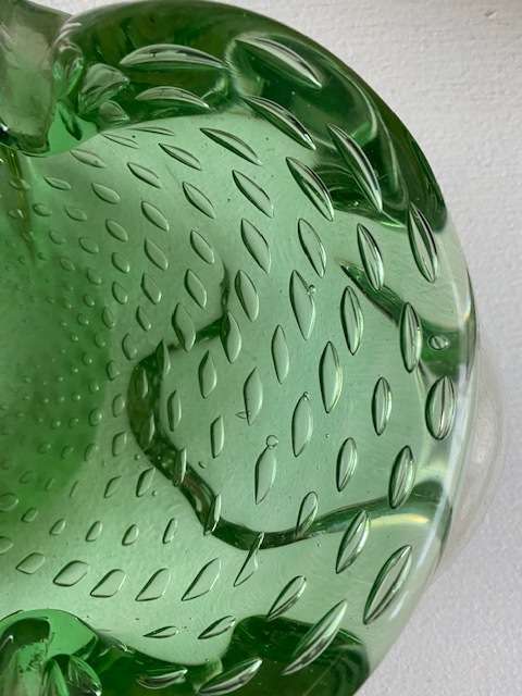 Murano Glass Bowl Green with Controlled Bubbles