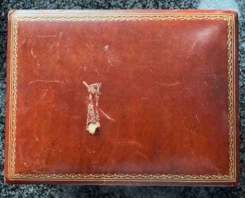 GENUINE LEATHER JEWELLERY BOX WITH WEAR AND TEAR