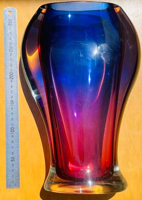 Large Blue-Purple Ombre Murano Vase