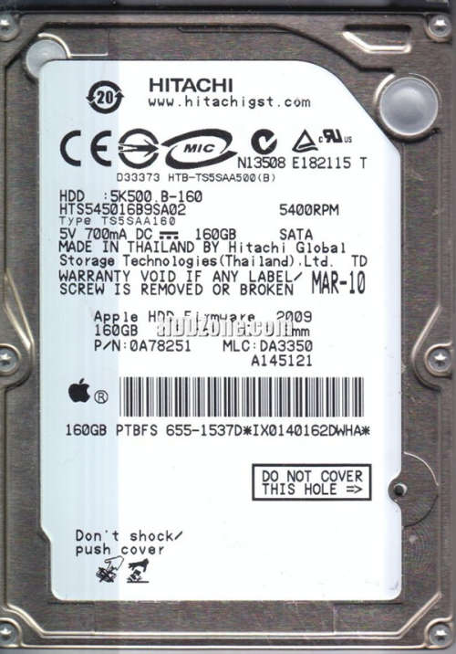 APPLE/ Hitachi 160GB  HTS545016B9SA02  Laptop Hard Disk SATA 2.5`