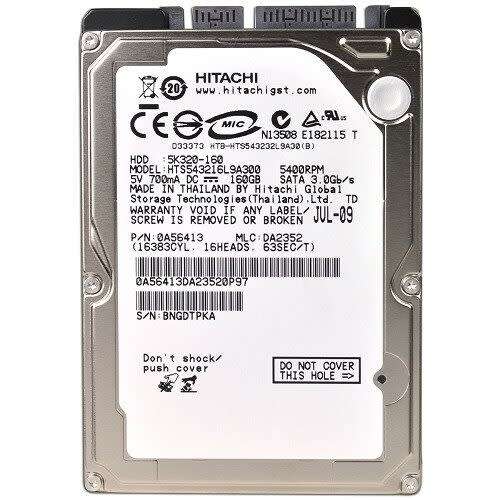 Hitachi 160GB  (HTS543216L9A300)  Laptop Hard Disk SATA 2.5`