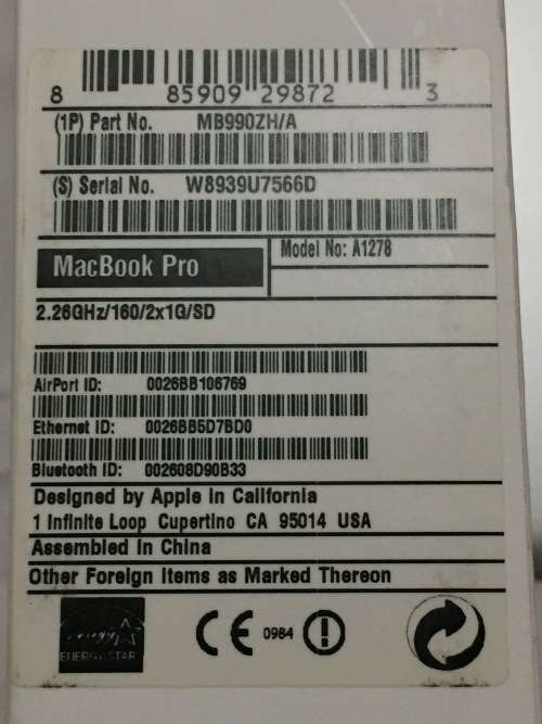 Apple MacBook Pro 13.3-inch | Core 2 Duo 2.26Ghz | 4GB DDR3 | 500GB SSD *** GENUINE APPLE (original