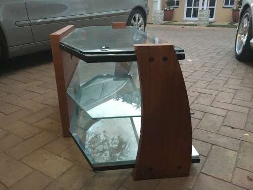 TV and Entertainment Stand - Good Condition Solid Wood and Glass