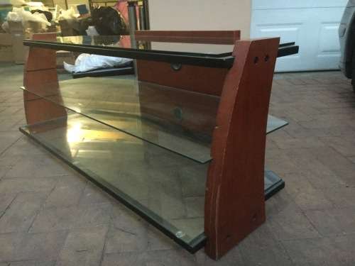 TV and Entertainment Stand - Good Condition Solid Wood and Glass