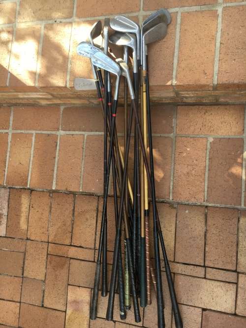 Vintage / Antique golf clubs - collector or mancave novelty - 15 clubs