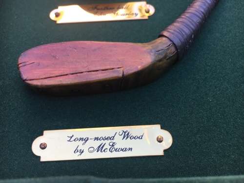 Golf boxed frame of vintage golf equipment - nice for mancave or display