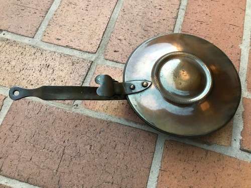 Vintage copper bed warmer pot chambermaids put coal in - circa 100 years old
