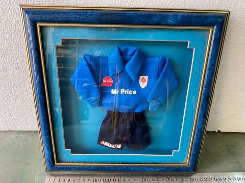 Lovely Vintage and Rare Blue Bulls shirt in boxed frame