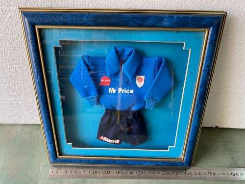 Lovely Vintage and Rare Blue Bulls shirt in boxed frame