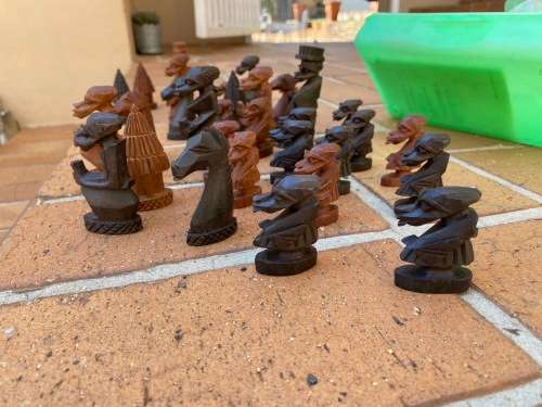 Chess pieces carved from wood