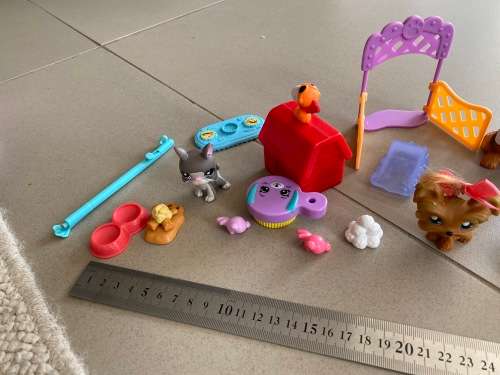 Lot of dog related toys and items