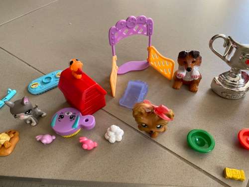 Lot of dog related toys and items