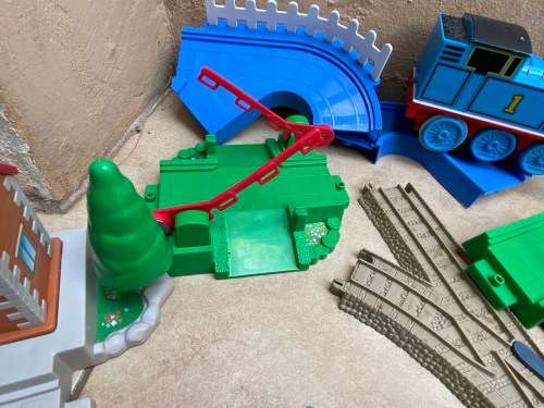 Large Thomas Train set with buildings, track, road signs etc.