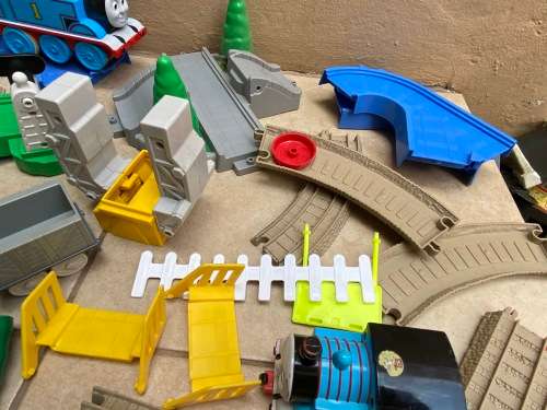 Large Thomas Train set with buildings, track, road signs etc.