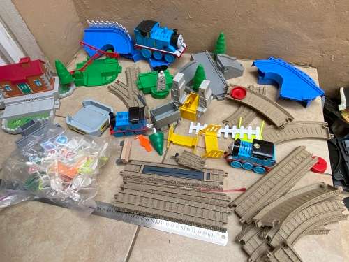 Large Thomas Train set with buildings, track, road signs etc.