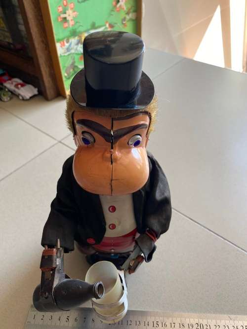 Vintage Tin Toy monkey toy - large toy - collectable
