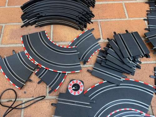 Very large Carrera scalextrix set with 4 cars and many extras
