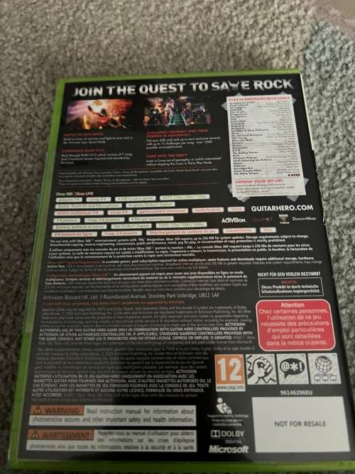 XBOX 360 Guitar Hero game