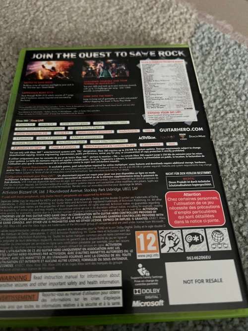 XBOX 360 Guitar Hero game
