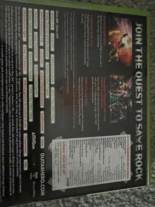 XBOX 360 Guitar Hero game